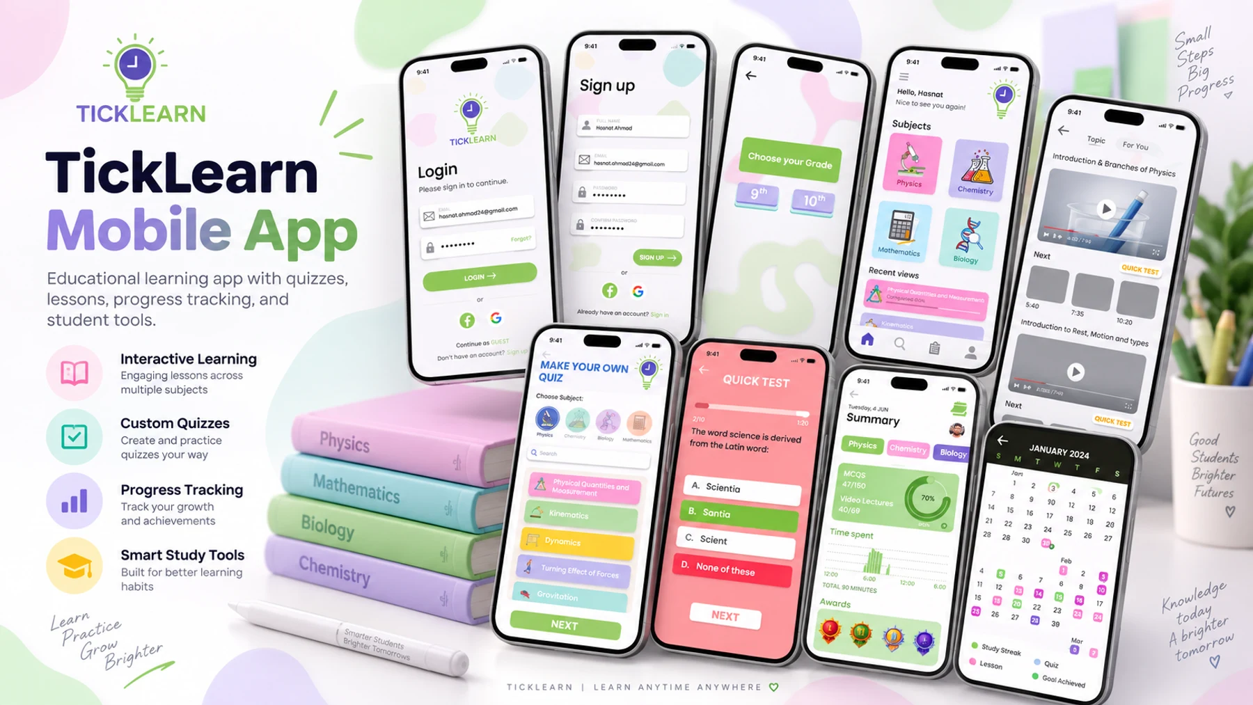 Education case study — Web + mobile, four subjects